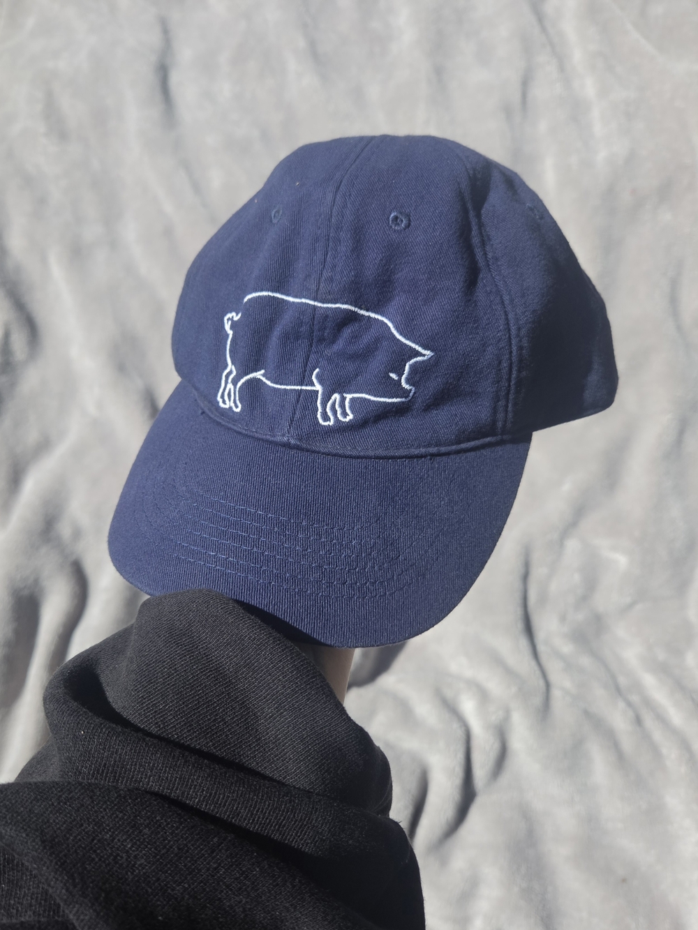 Crown & Ivy Navy Blue Pig Outline Embroidered Dad Hat